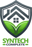 SynTech Complete Logo with a shield and home as well as leaf and words that say SYNTECH Complete